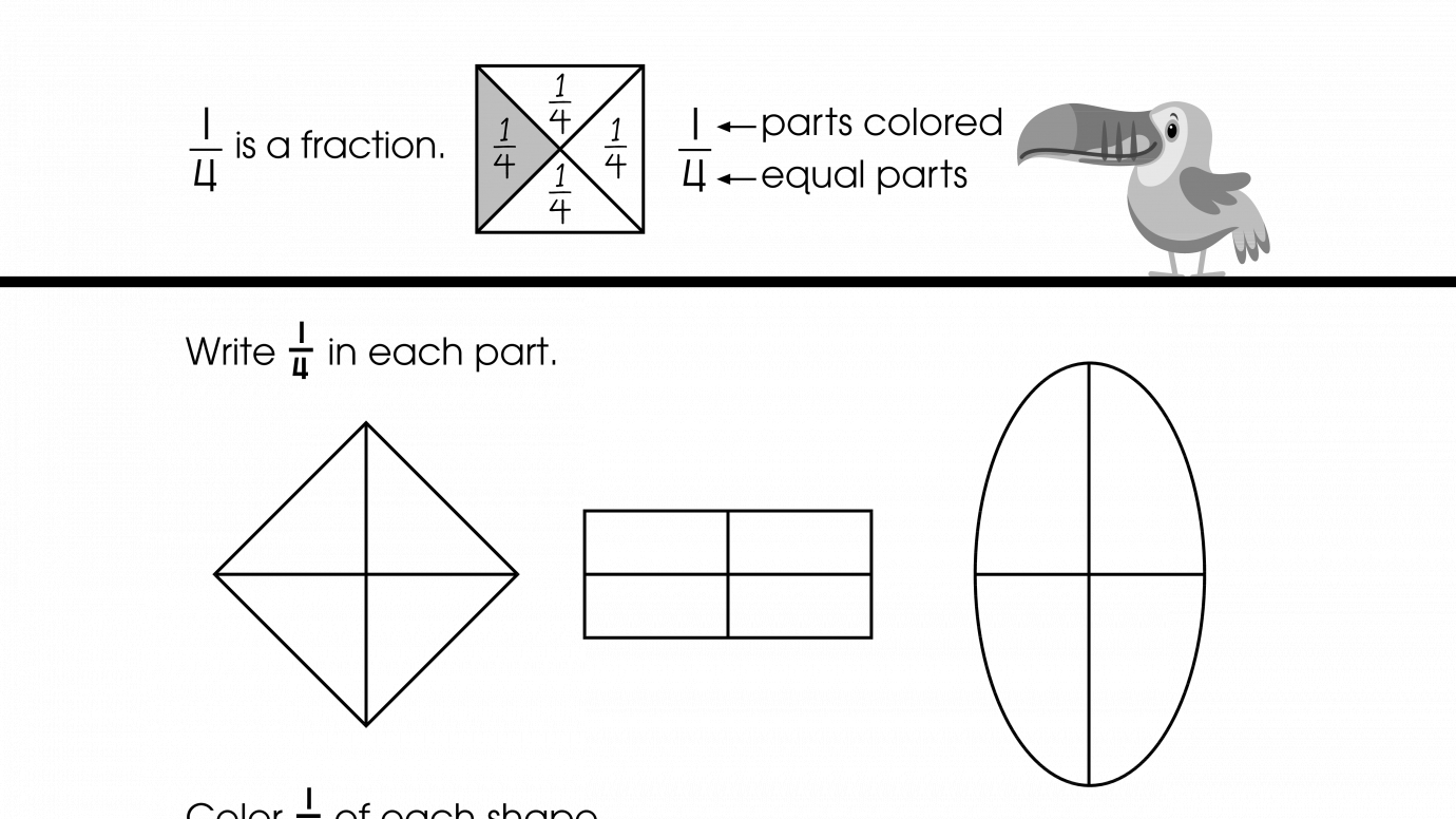 Write & Color 1/4 Fractions