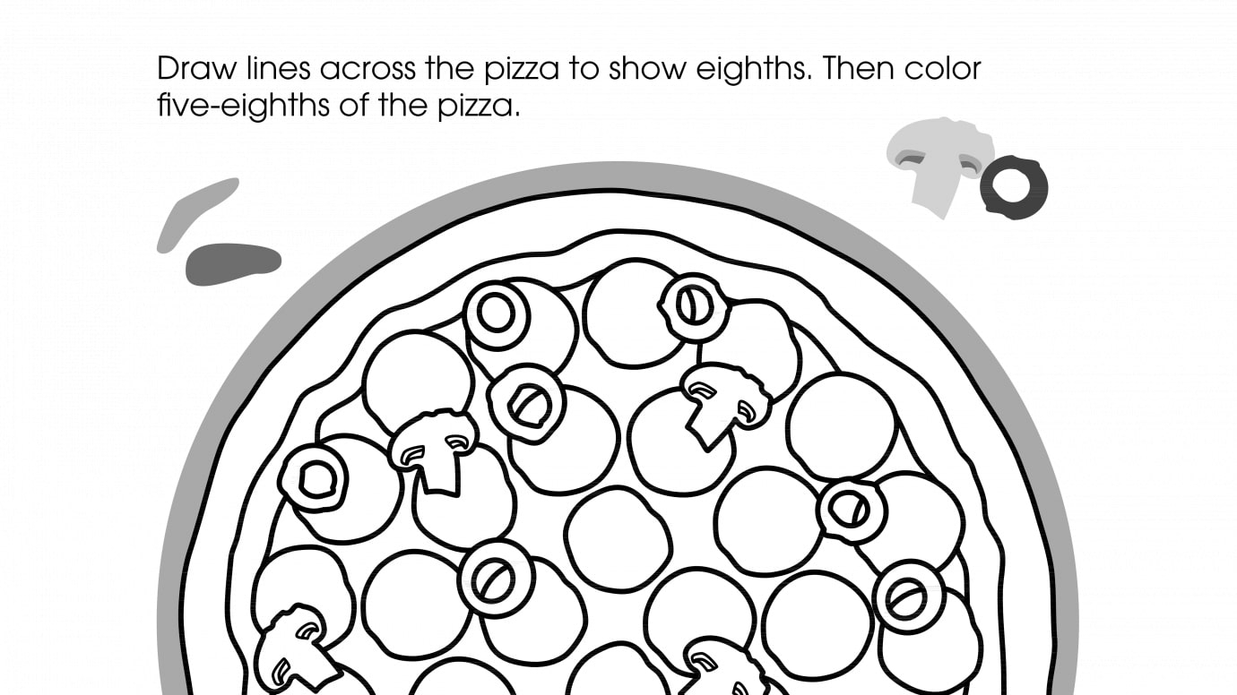 Draw & Colors 5/8 Fractions