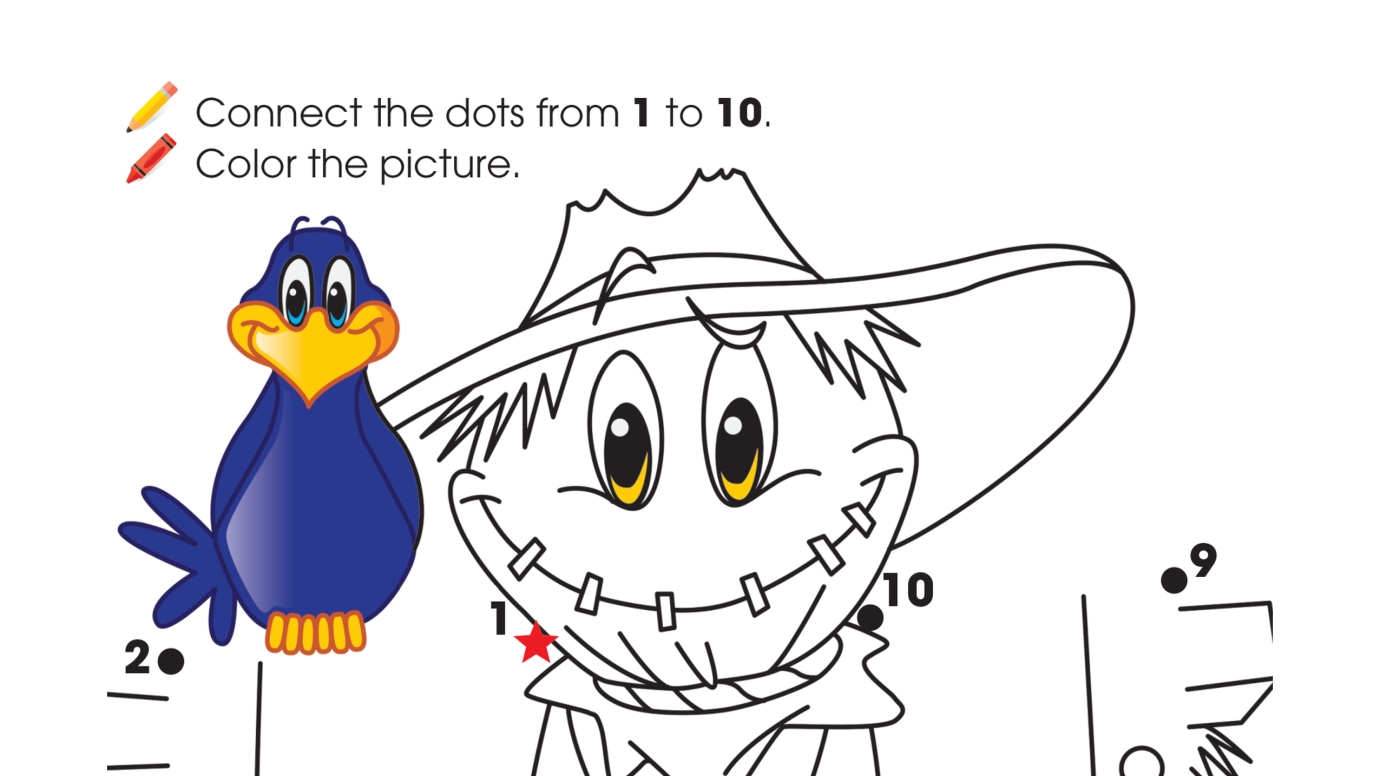 Dot-to-Dots  1-10 Scarecrow