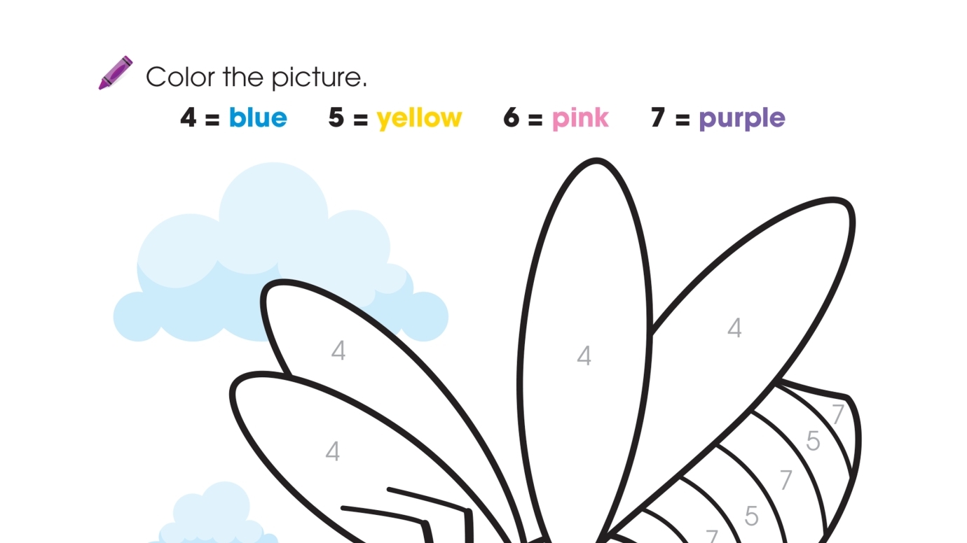 Color by Numbers 4, 5, 6, 7: Bee