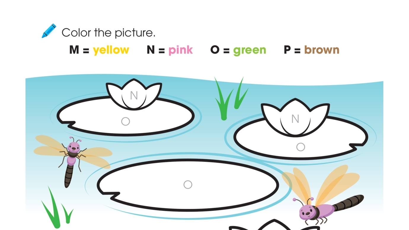 Color by Letters M, N, O, P: Frog