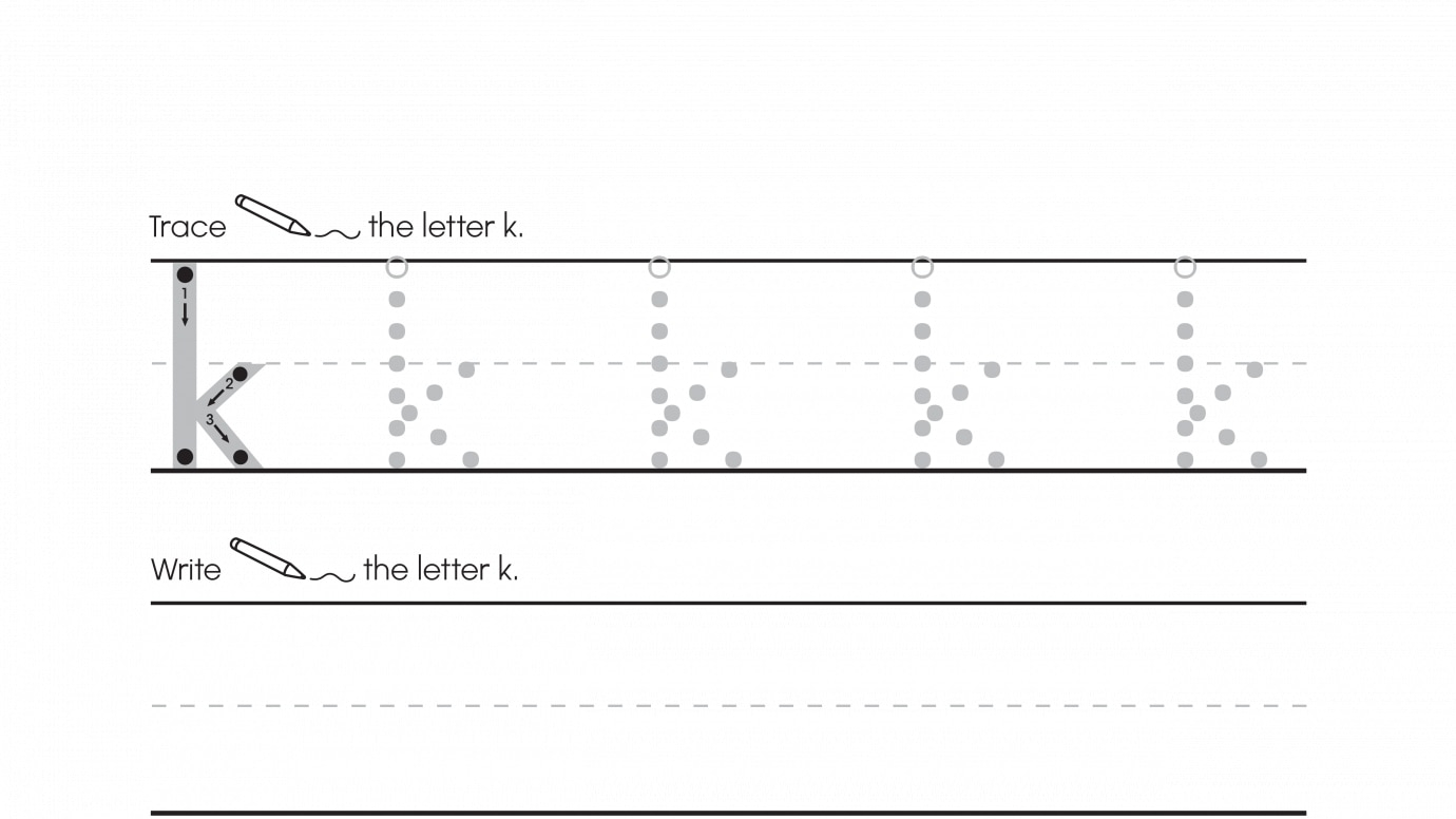 Inspirational Trace & Write Lowercase k