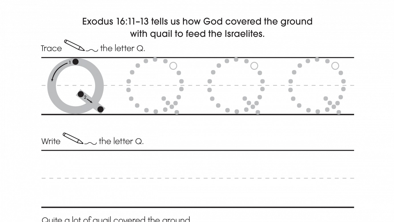 Inspirational Trace, Write & Color Uppercase Q
