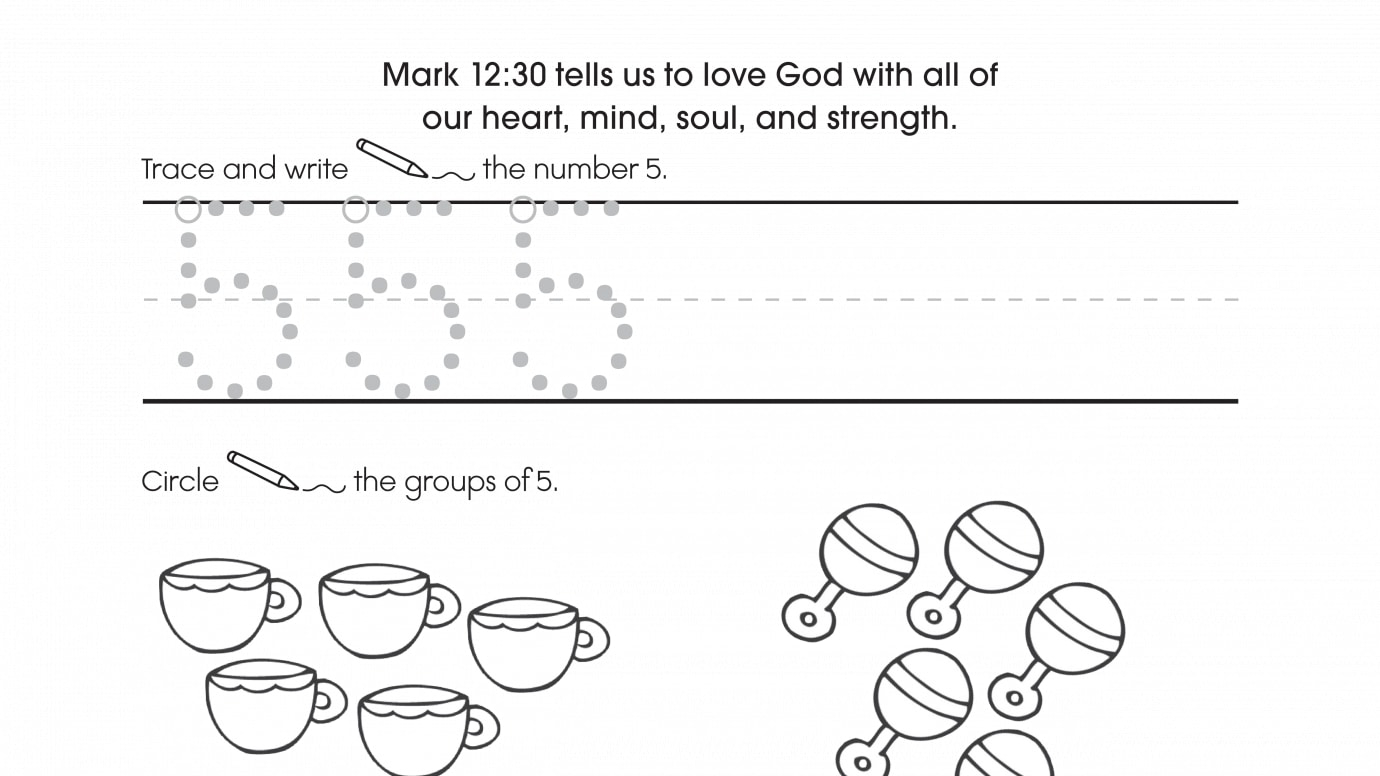 Inspirational Trace, Write & Count 5