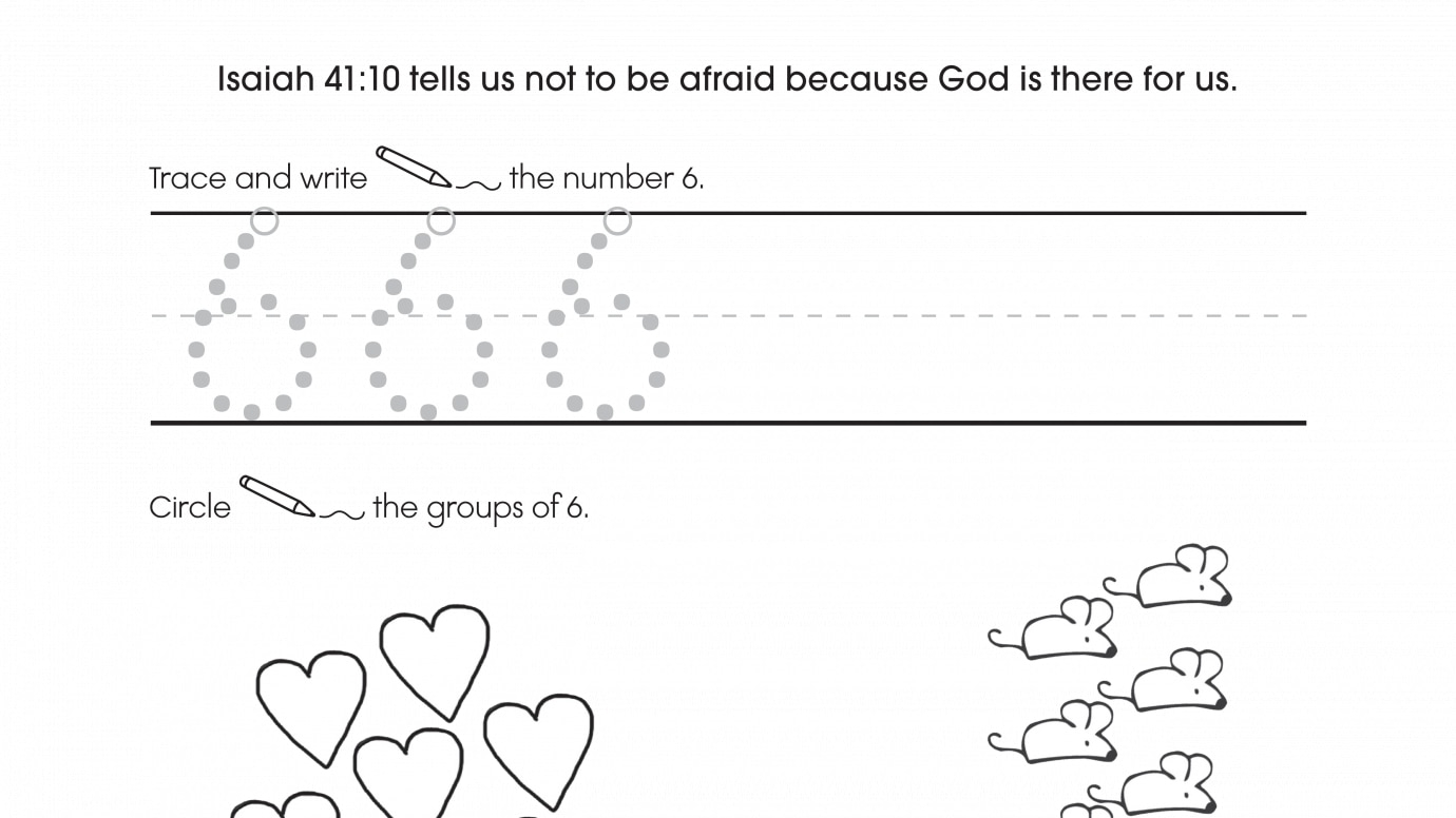 Inspirational Trace, Write & Count 6
