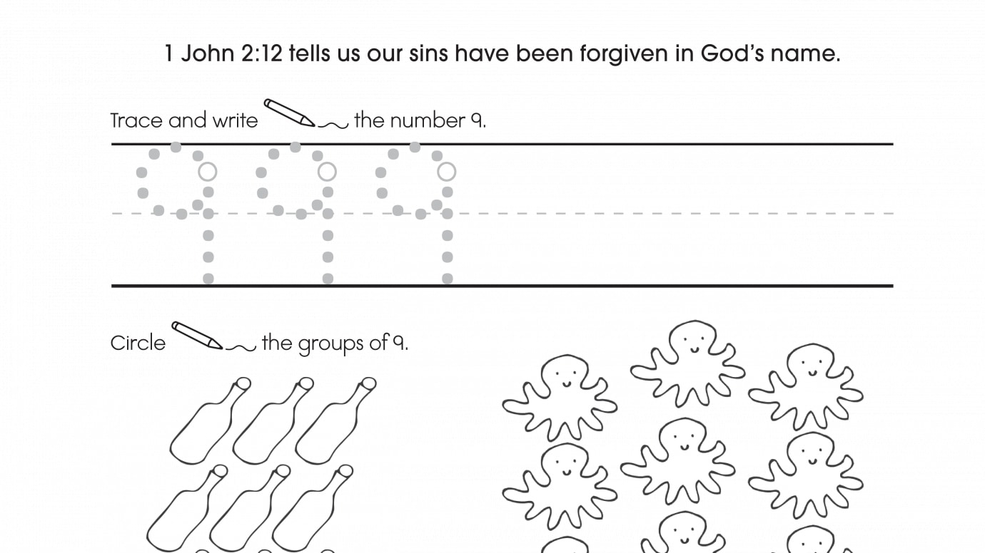 Inspirational Trace, Write & Count 9