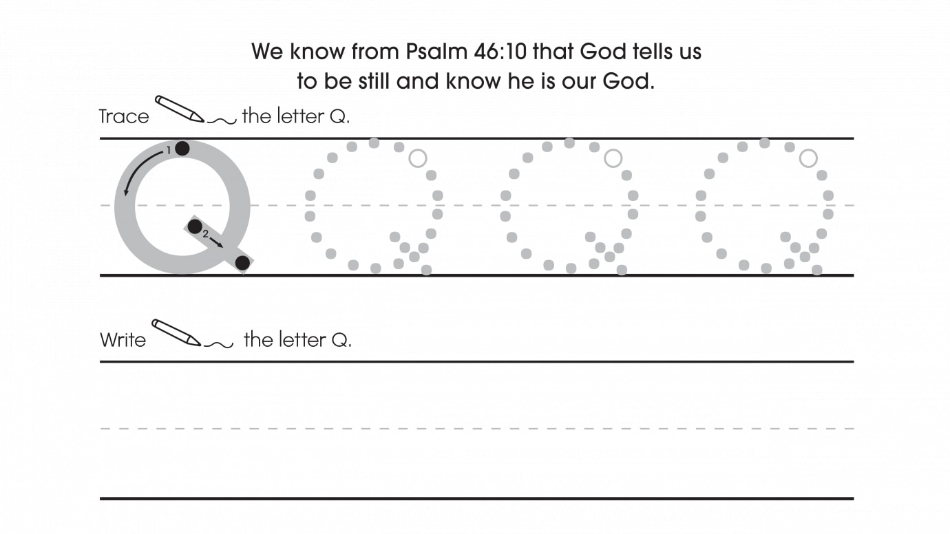 Inspirational Trace, Write & Color Uppercase Q