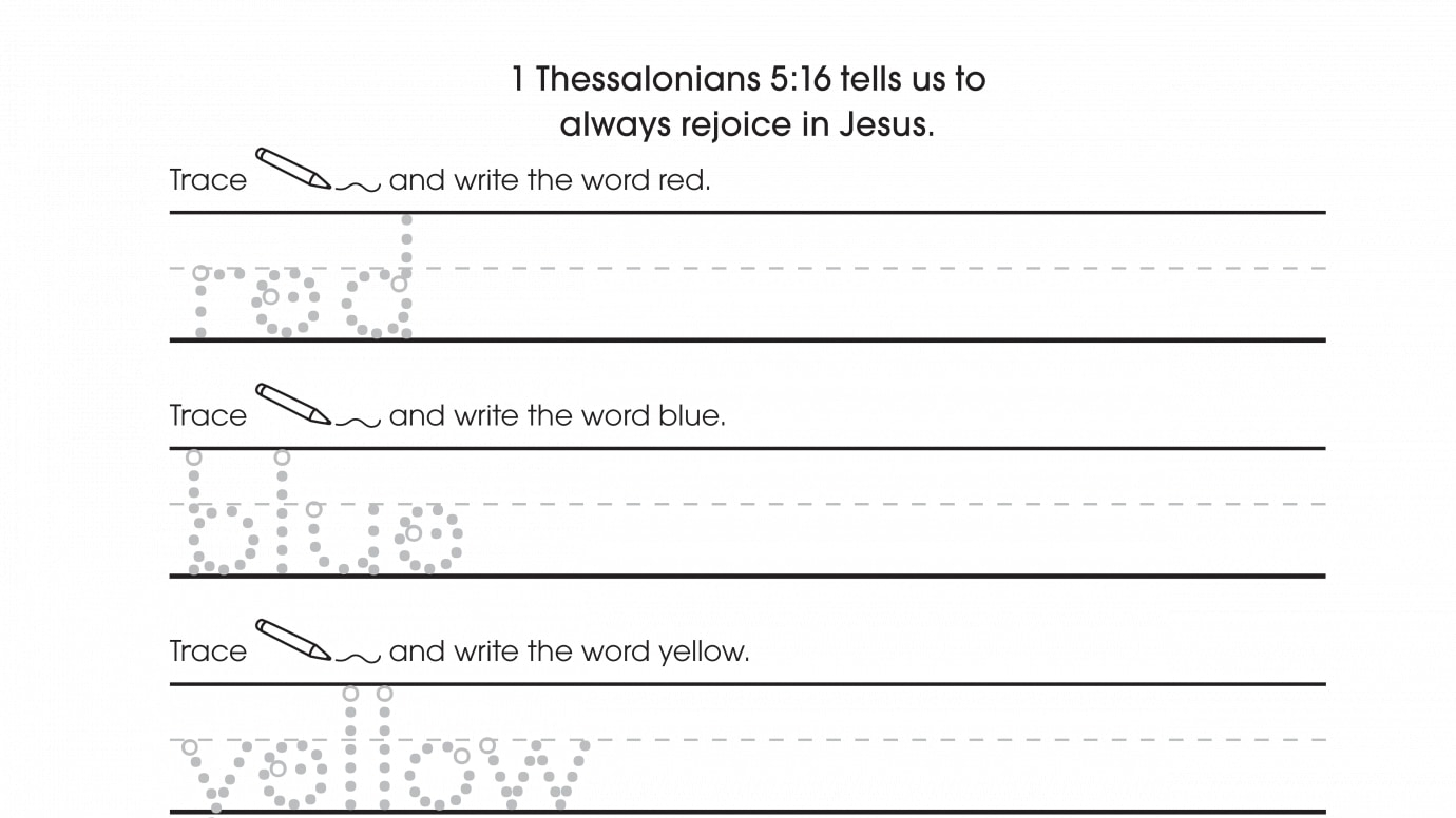 Inspirational Trace, Write & Color: Red, Blue & Yellow