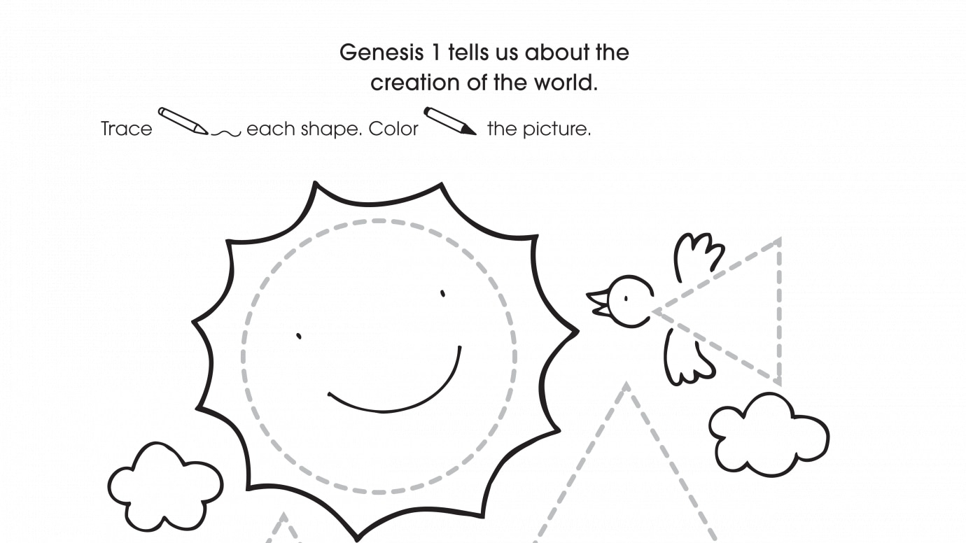 Inspirational Trace Circles, Triangles & Squares then Color the Picture