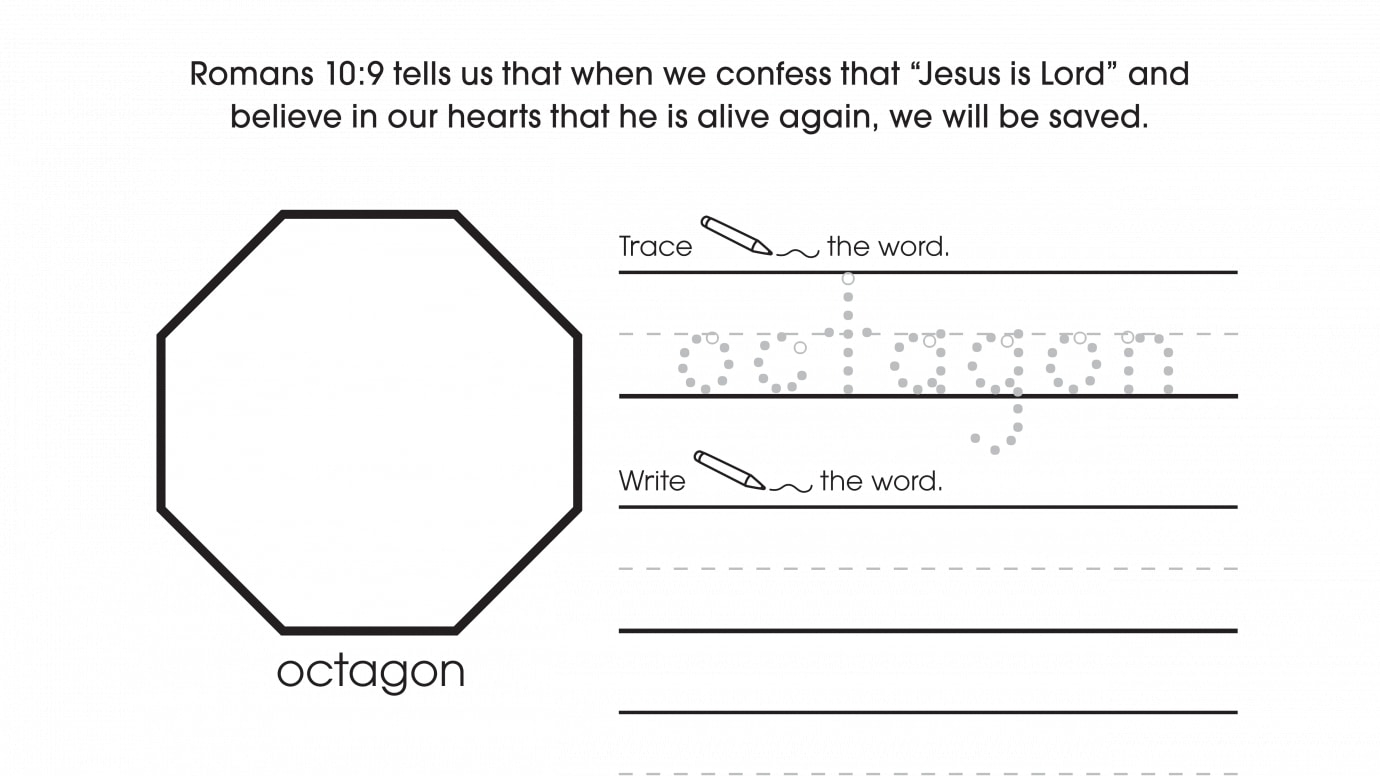 Inspirational Trace, Write & Draw Octagons