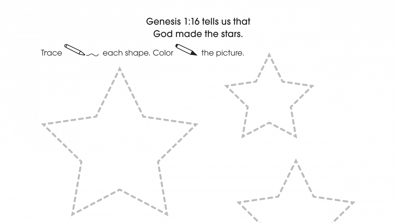 Inspirational Trace Stars & Color the Picture