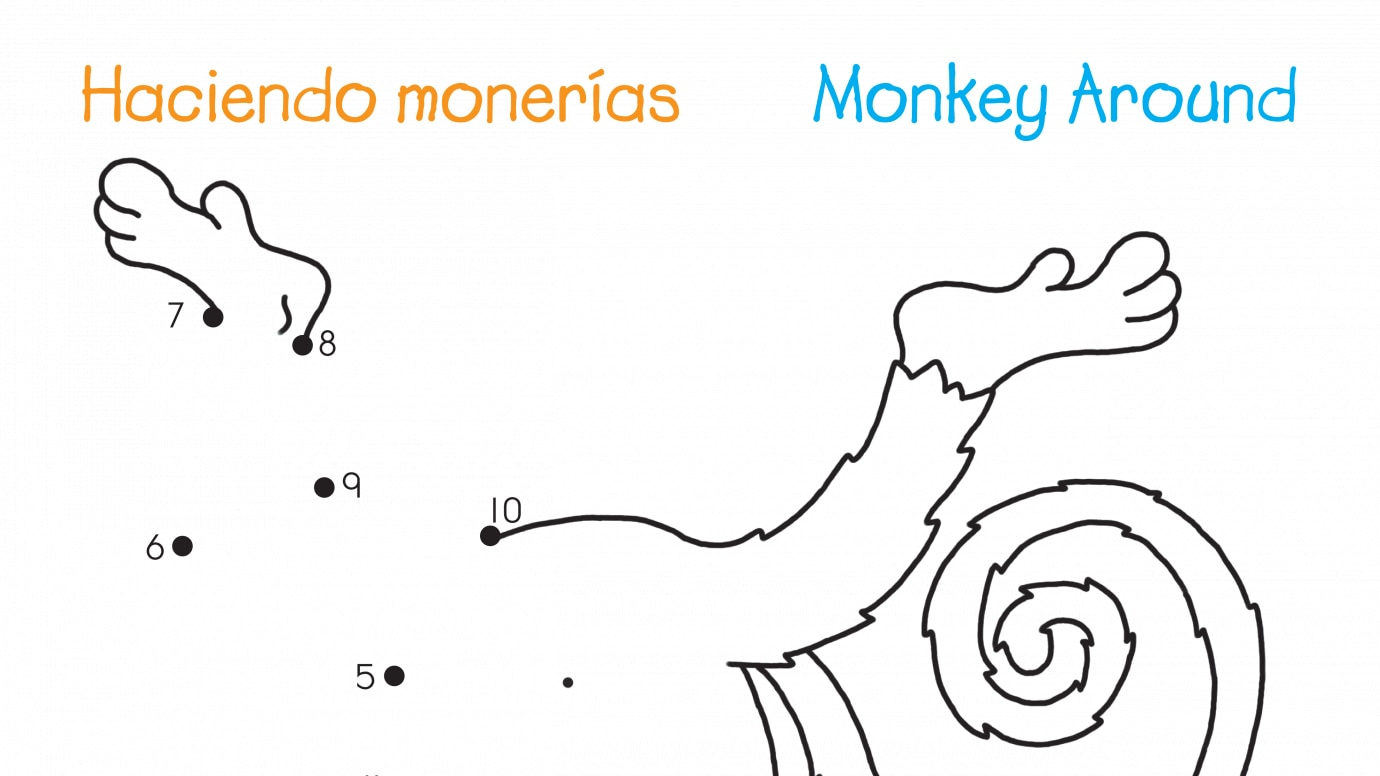 Spanish & English Monkey Around Dot-to-Dots 1-10