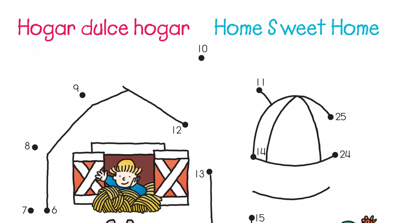 Spanish & English Home Sweet Home Dot-to-Dots 1-25