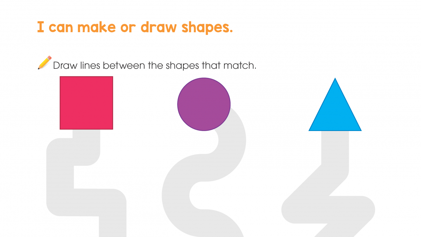Draw a Line to Match the Shapes: Circle, Square, Triangle