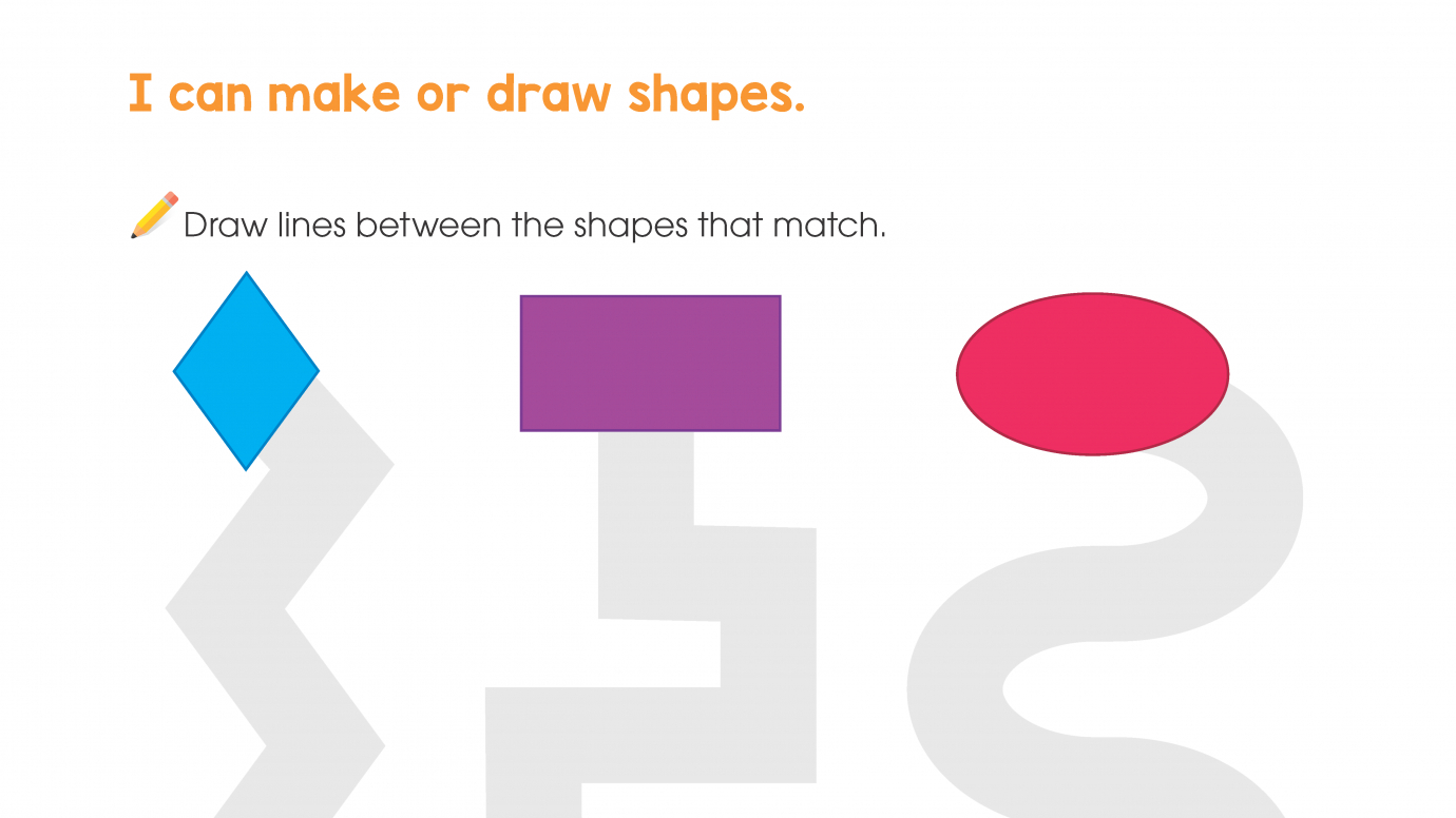 Draw a Line to Match the Shapes: Diamond, Oval, Rectangle