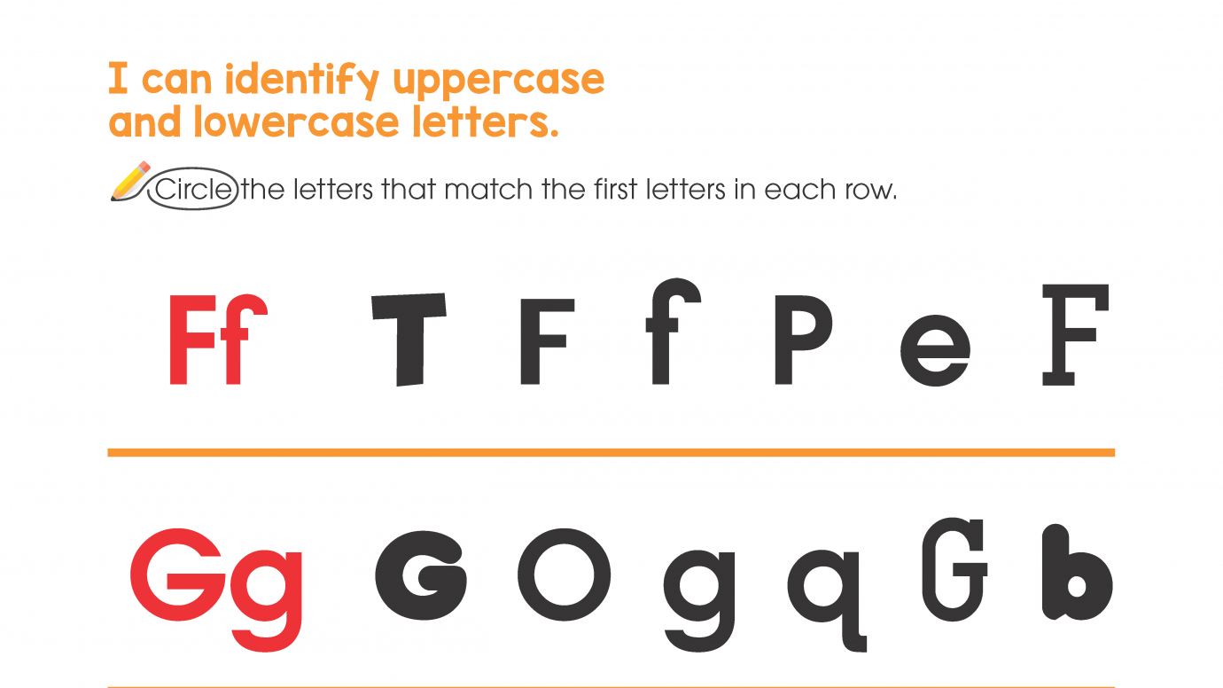 Identify Uppercase & Lowercase Letters: F, G, K, L, M