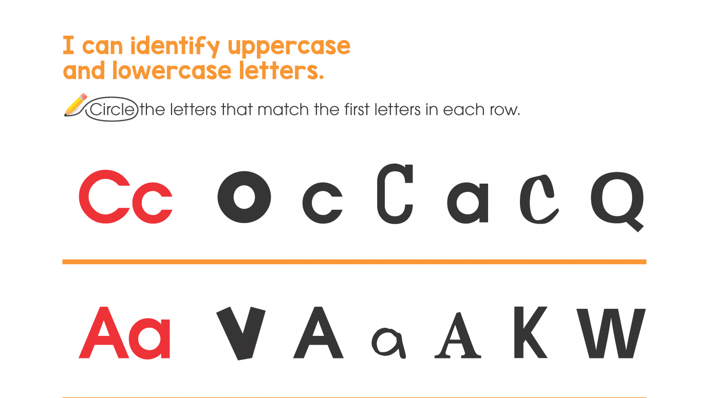 Identify Uppercase & Lowercase Letters: A, C, D, E, Q