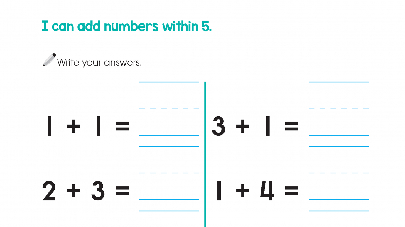 Add Numbers Within 5: Set 2