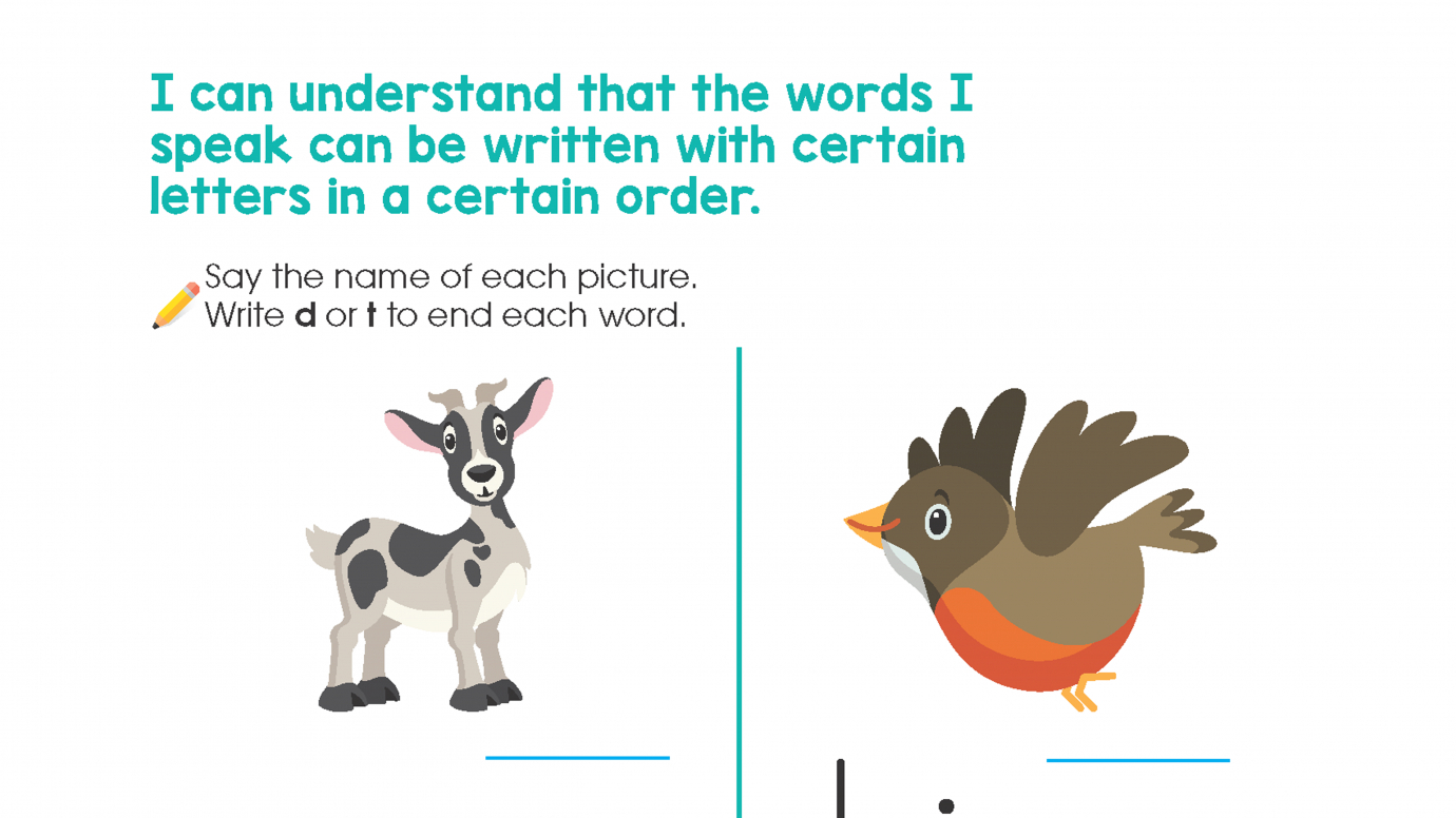 Finish the Words with Ending Letters: d, t