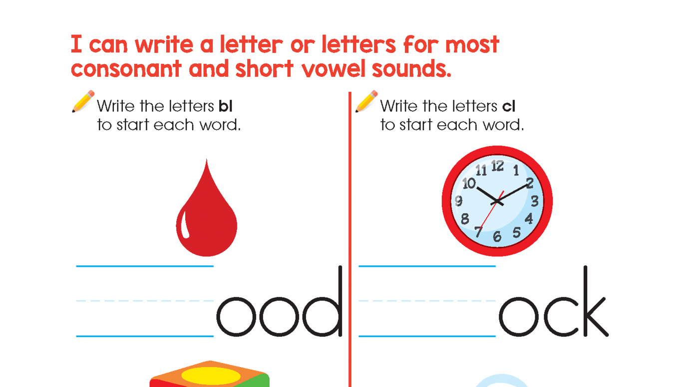Write Consonants That Start a Word: bl, cl