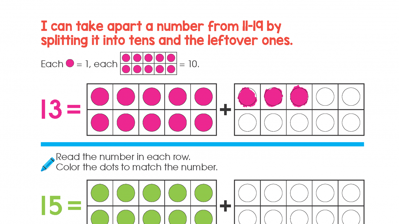 Split Tens and Ones Using Ten Frames