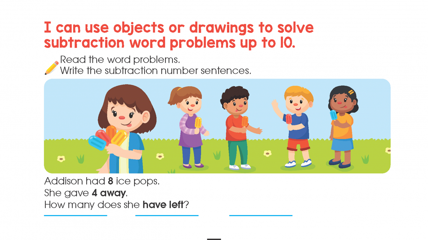 Subtraction Word Problems Up to 10