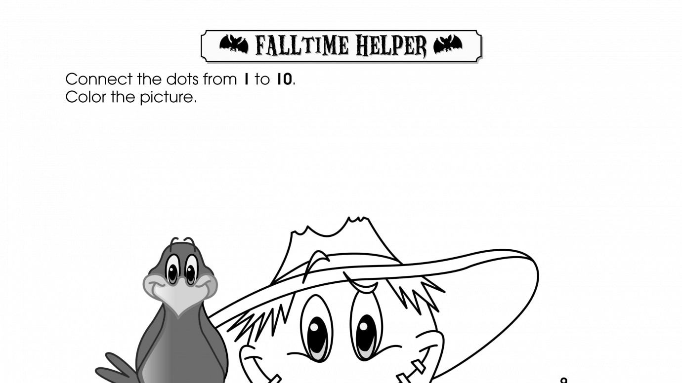 Halloween Dot-to-Dot 1-10 Fall Time Helper