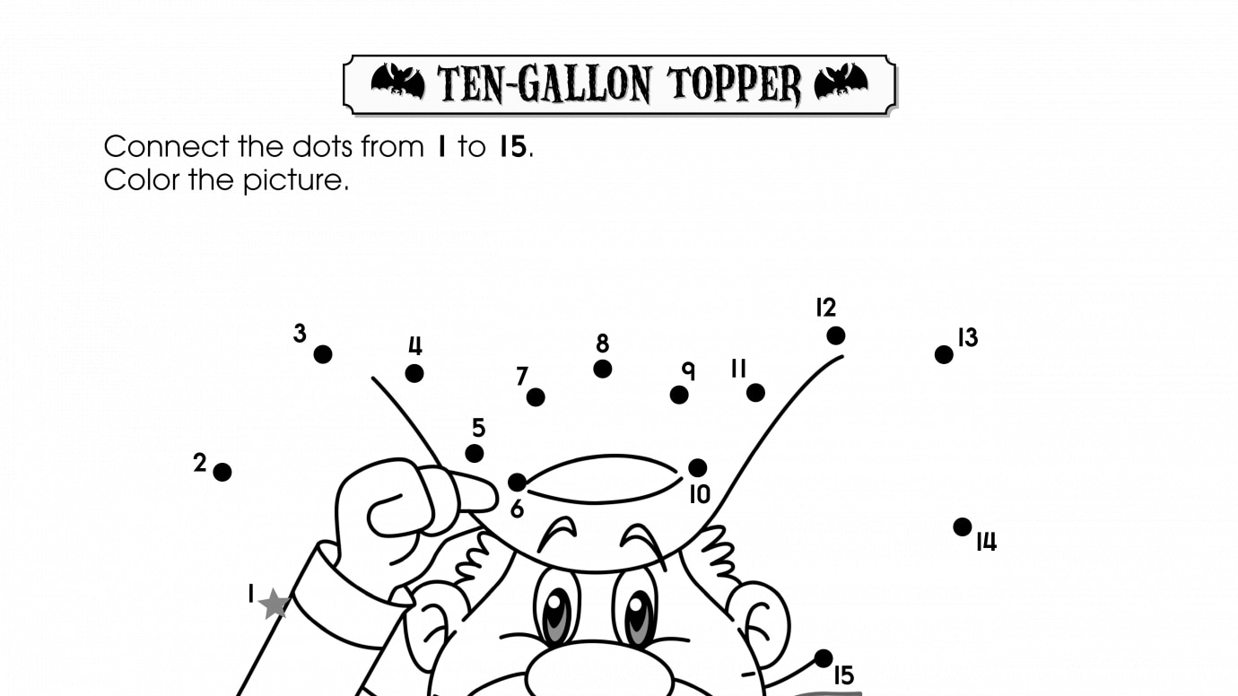Halloween Dot-to-Dot 1-15 Ten Gallon Topper