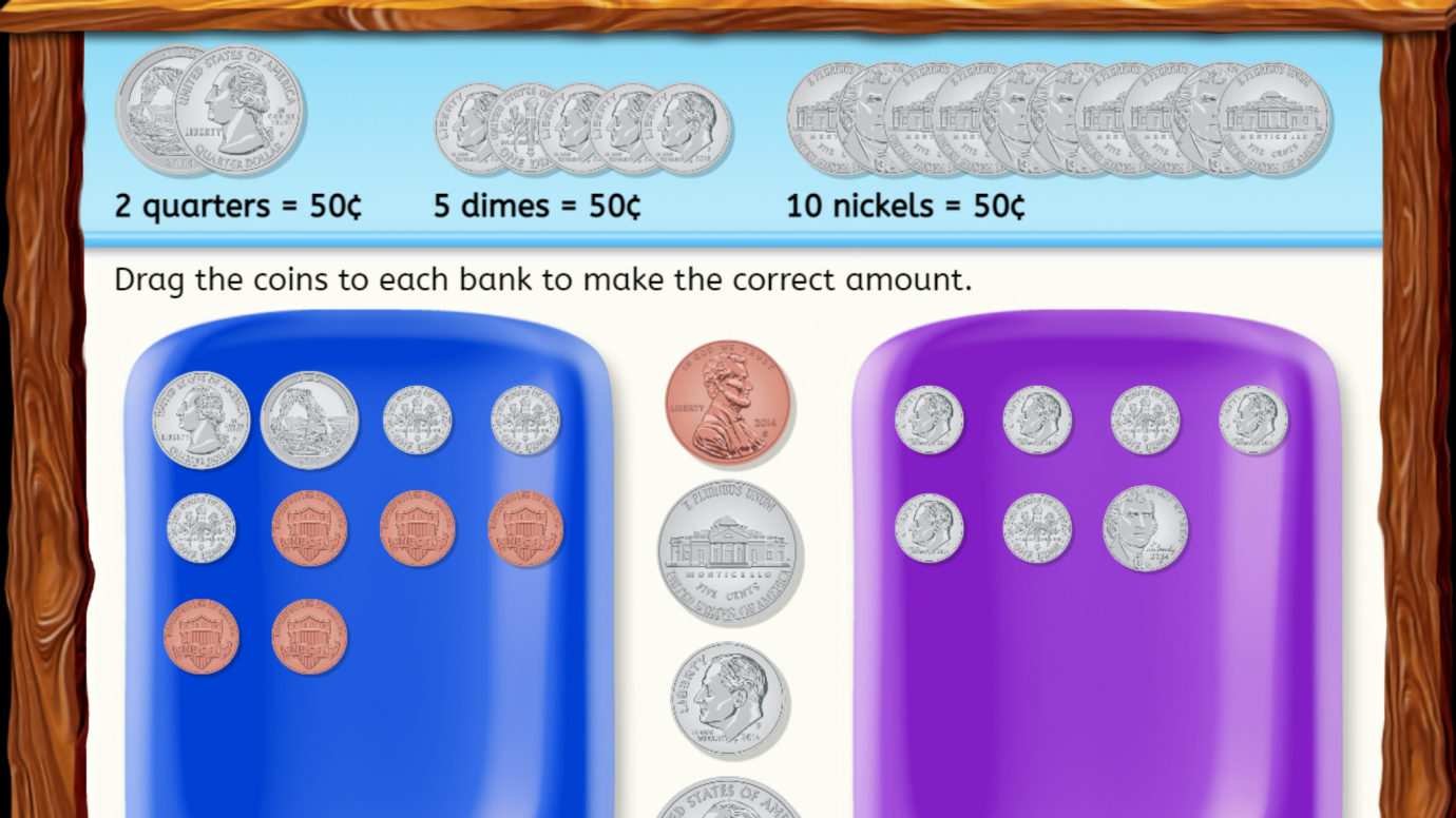 Money in the Bank: Adding within 100 using Coins: 1st