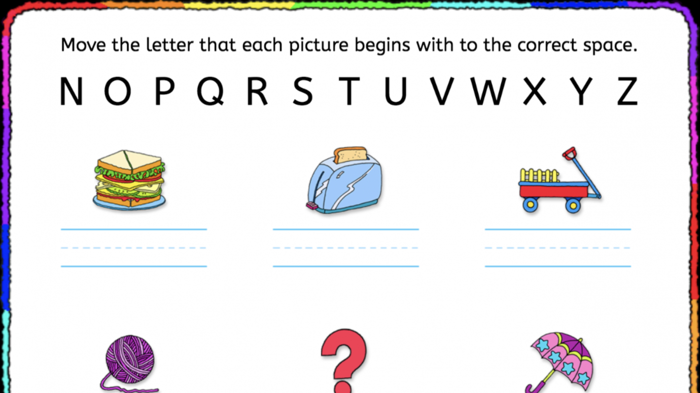 Alphabet: Beginning Letter Sounds N-Z: Kindergarten