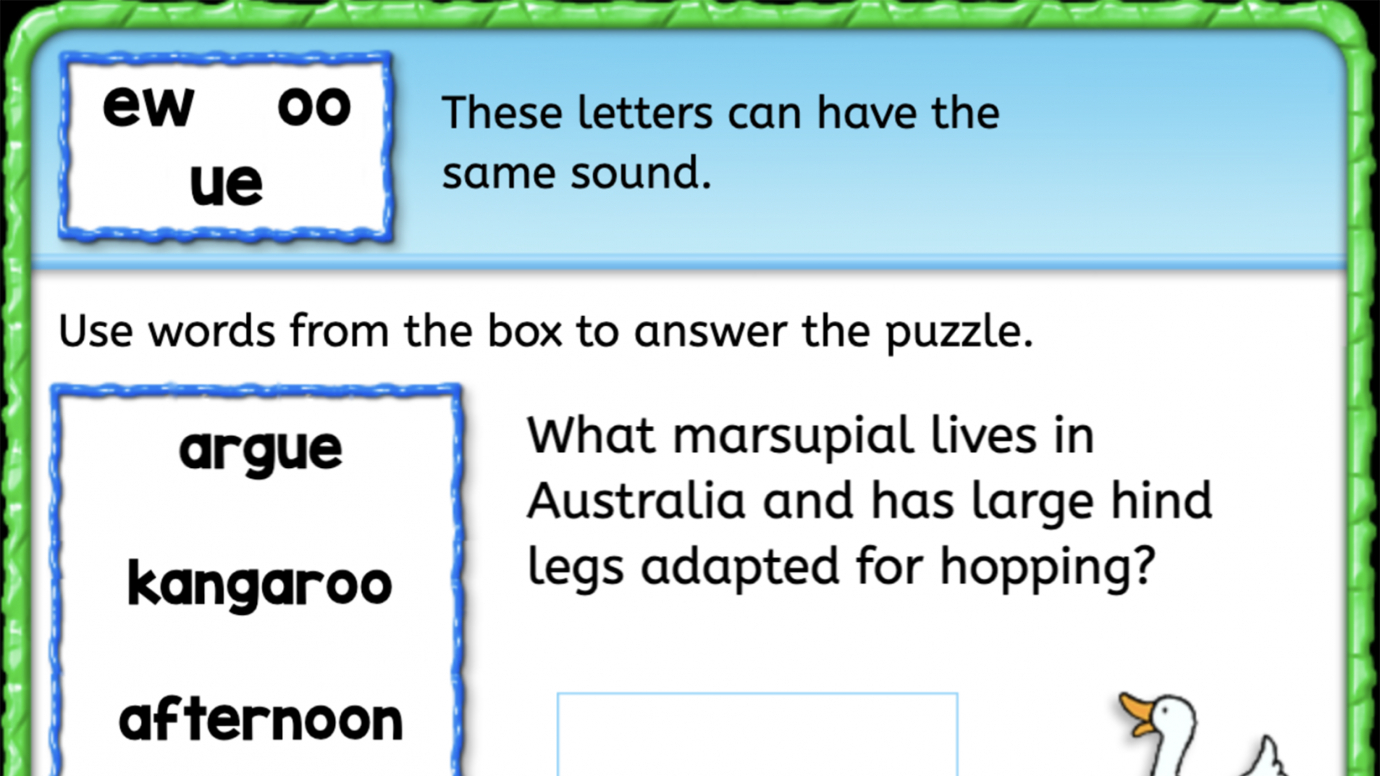 Finish the Puzzle with EW, OO, and UE Long Vowel Words: 1st
