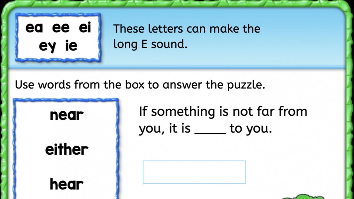 Finish the Puzzle with Long E Vowel Team Words: 1st