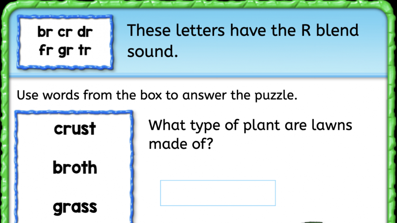 Finish the Puzzle with R Blend Words: 1st