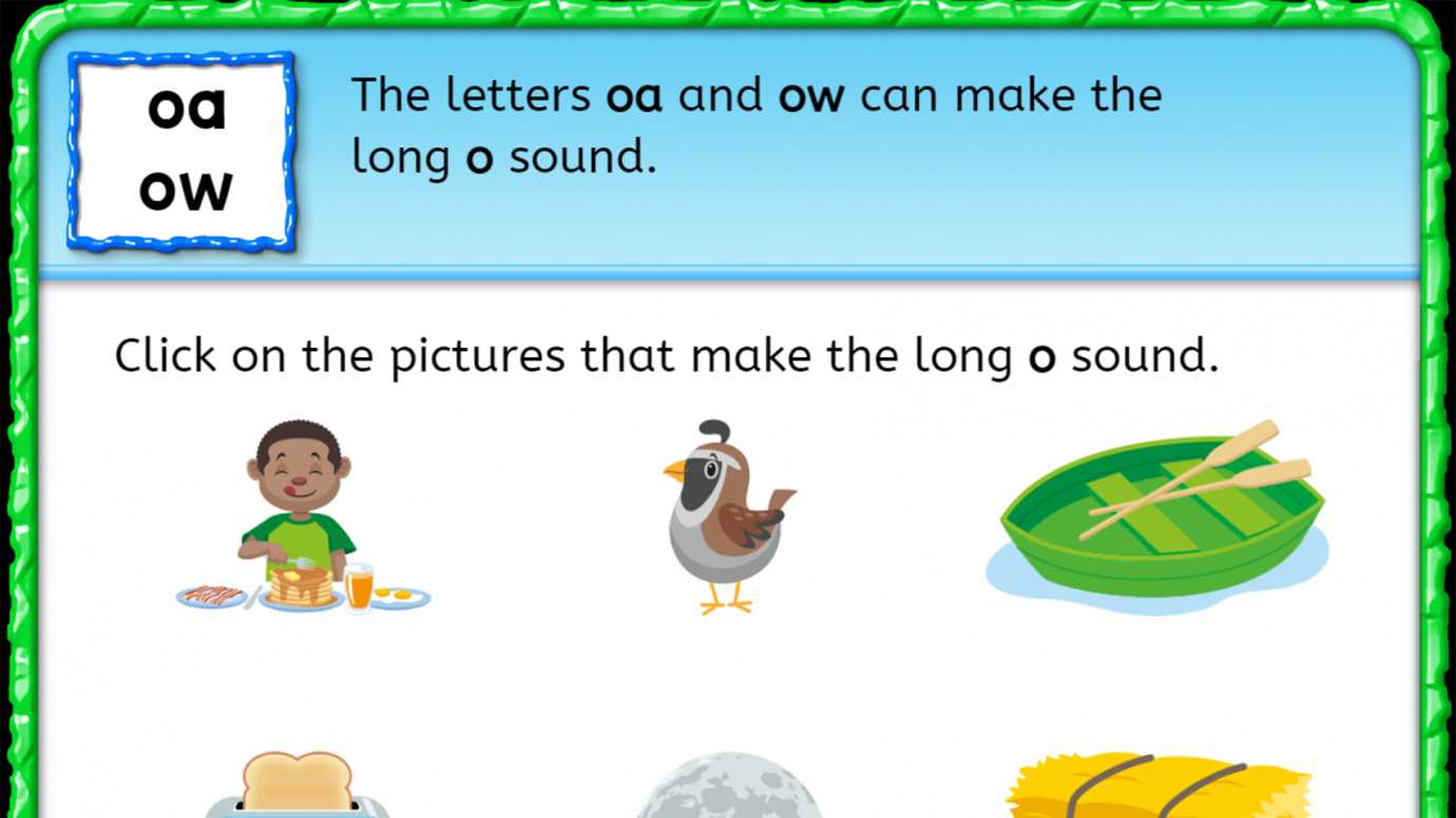 Click on the Picture: Vowel Teams with Long Vowel Sounds: 1st
