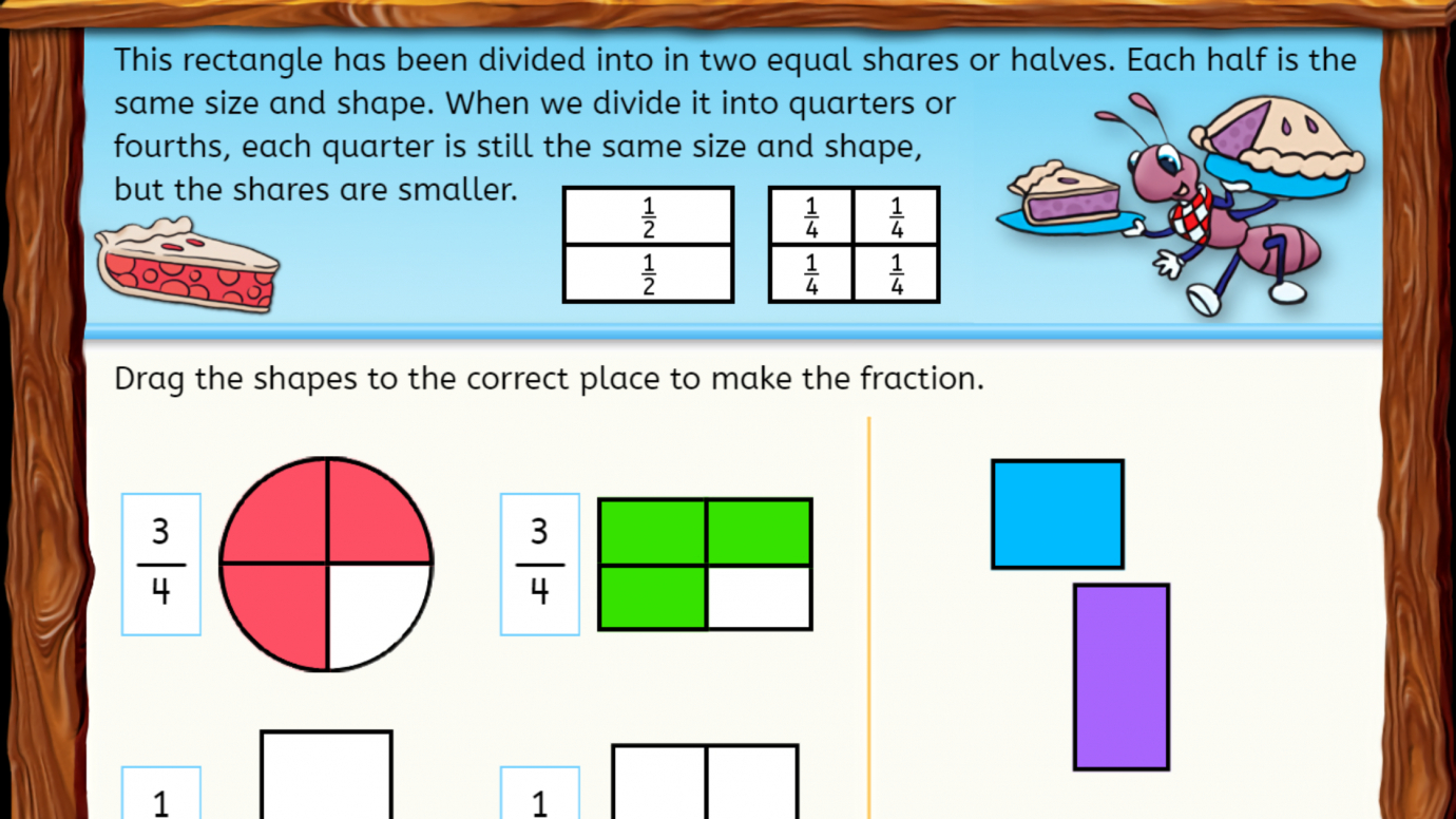 Fractions: Showing Equal Shares: Halves & Fourths