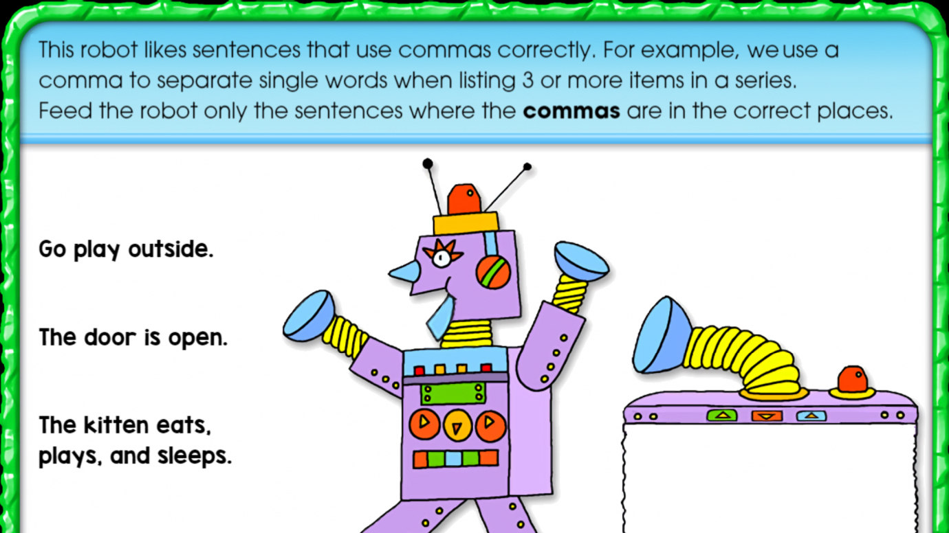 Feed the Robot Sentences with Commas