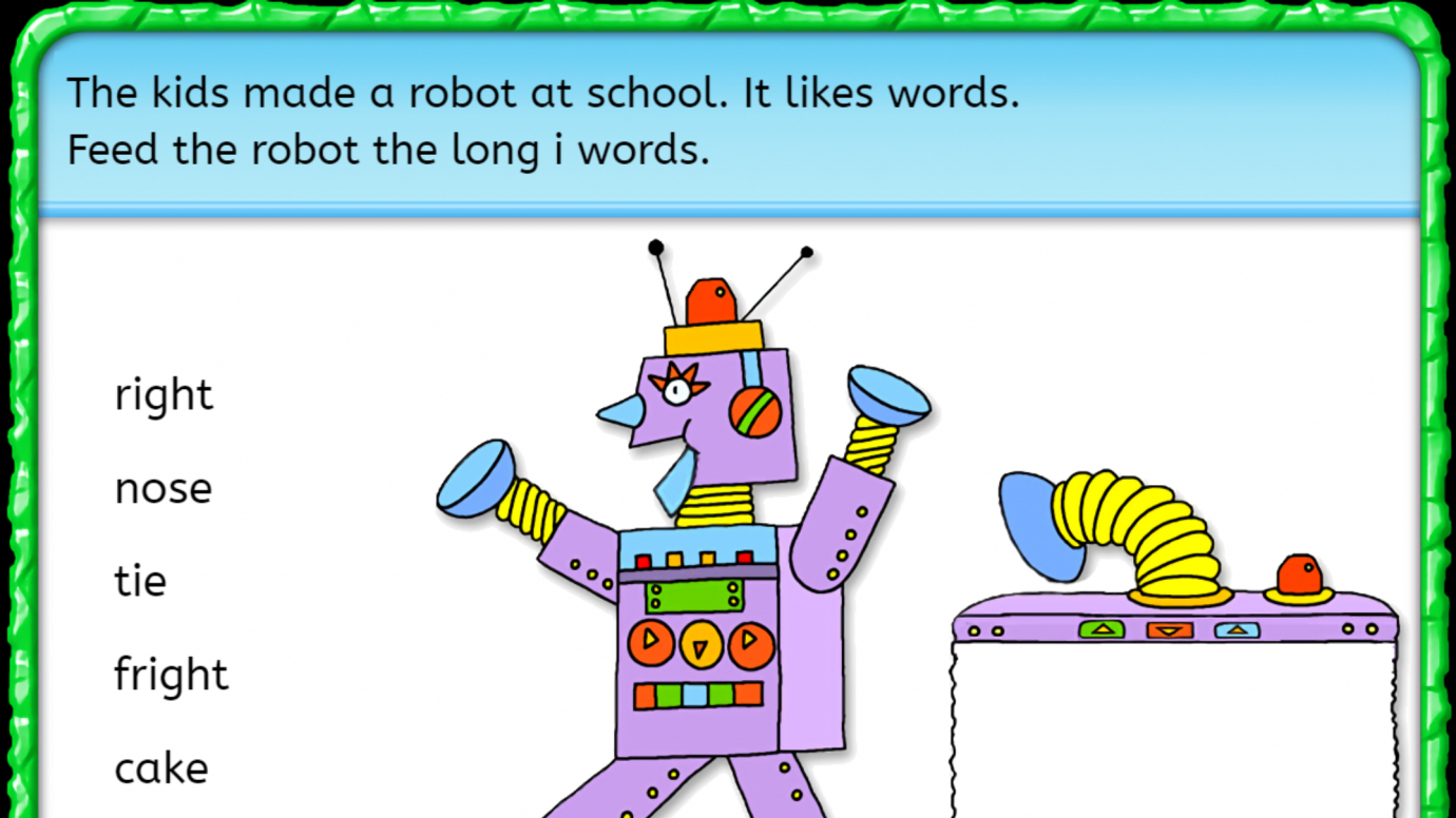 Feed the Robot Long Vowel Team ight - ie Words: 1st