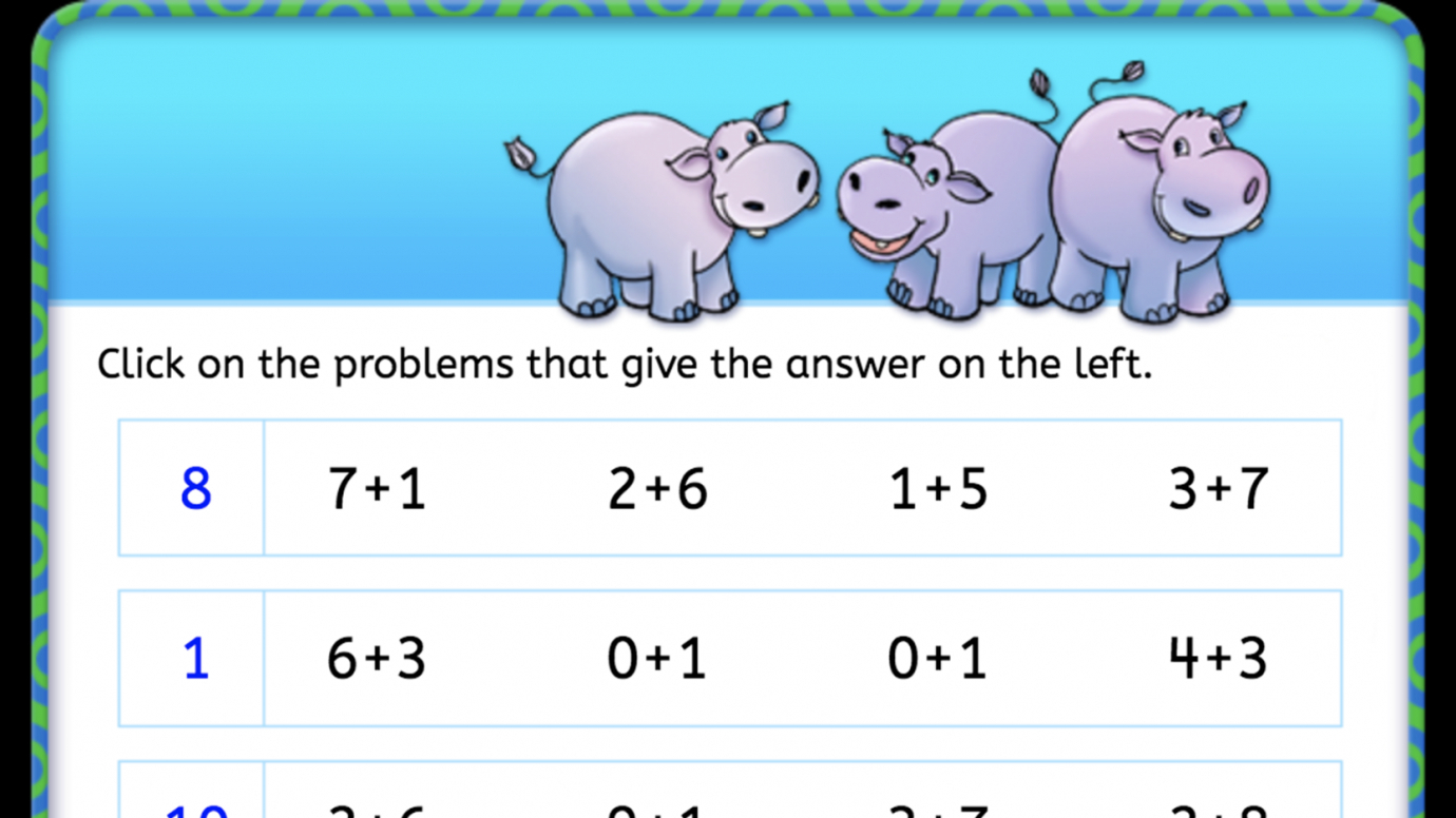 Find Addition Problems that Equal the Sums: K