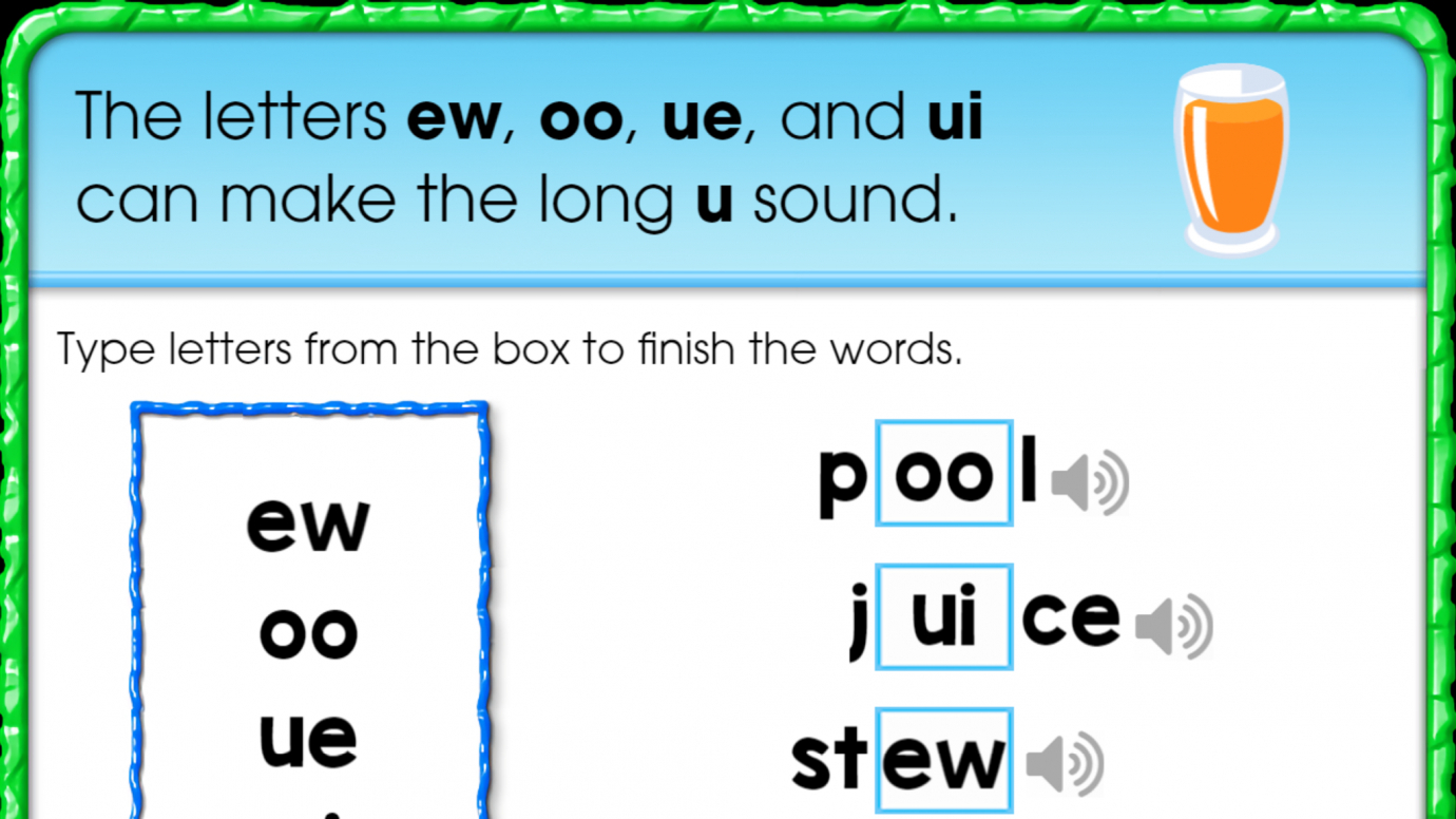 Finish the Word: Same Sound - 'ew' 'oo' 'ue'