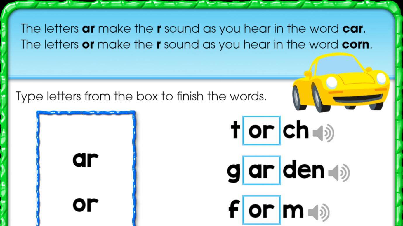 Finish the Word: 'ar' 'or' Sounds