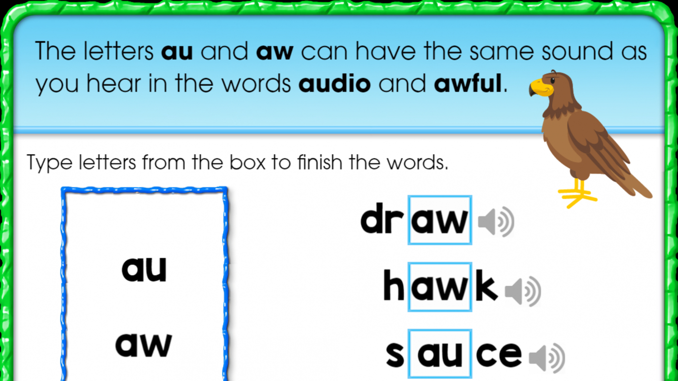 Finish the Word: 'au' 'aw' Sounds