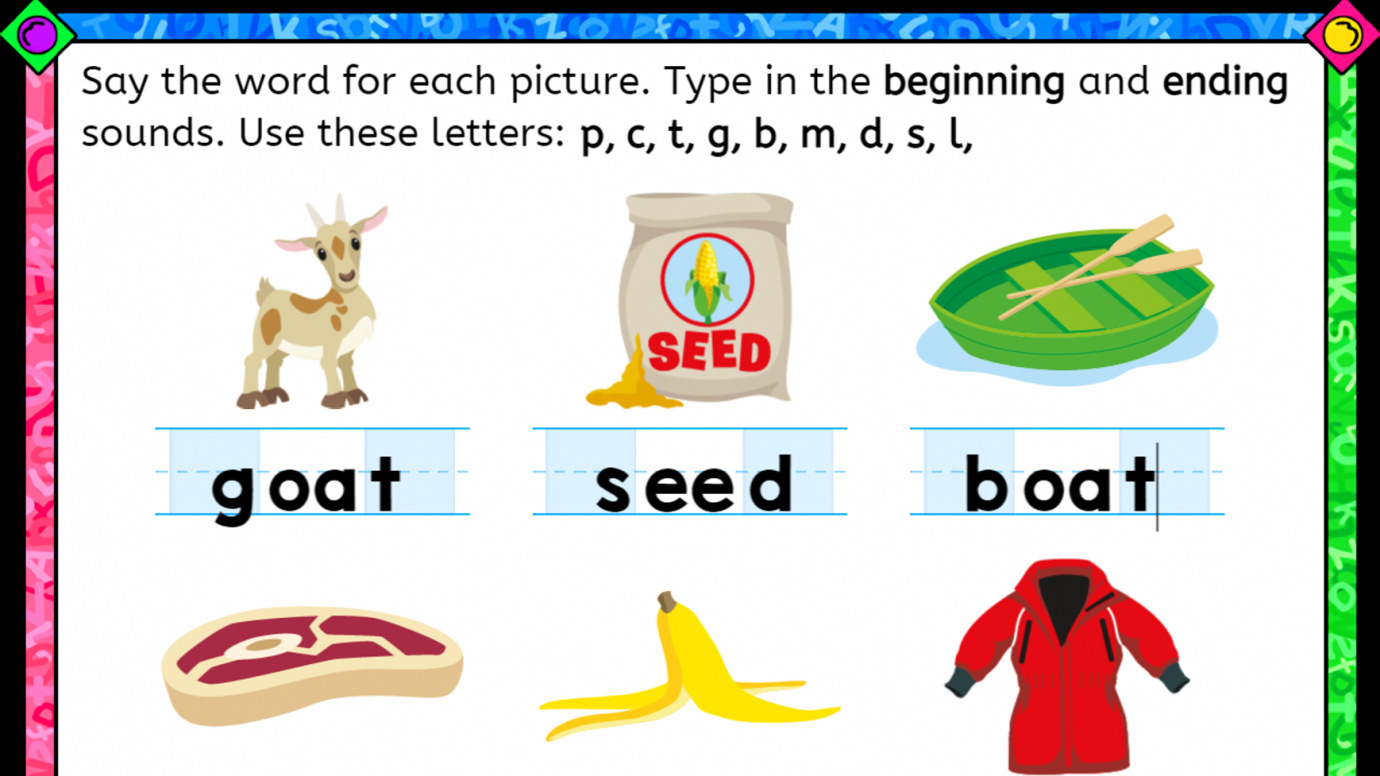 Type Beginning & Ending Letter Sounds: Long Vowel Teams: 1st