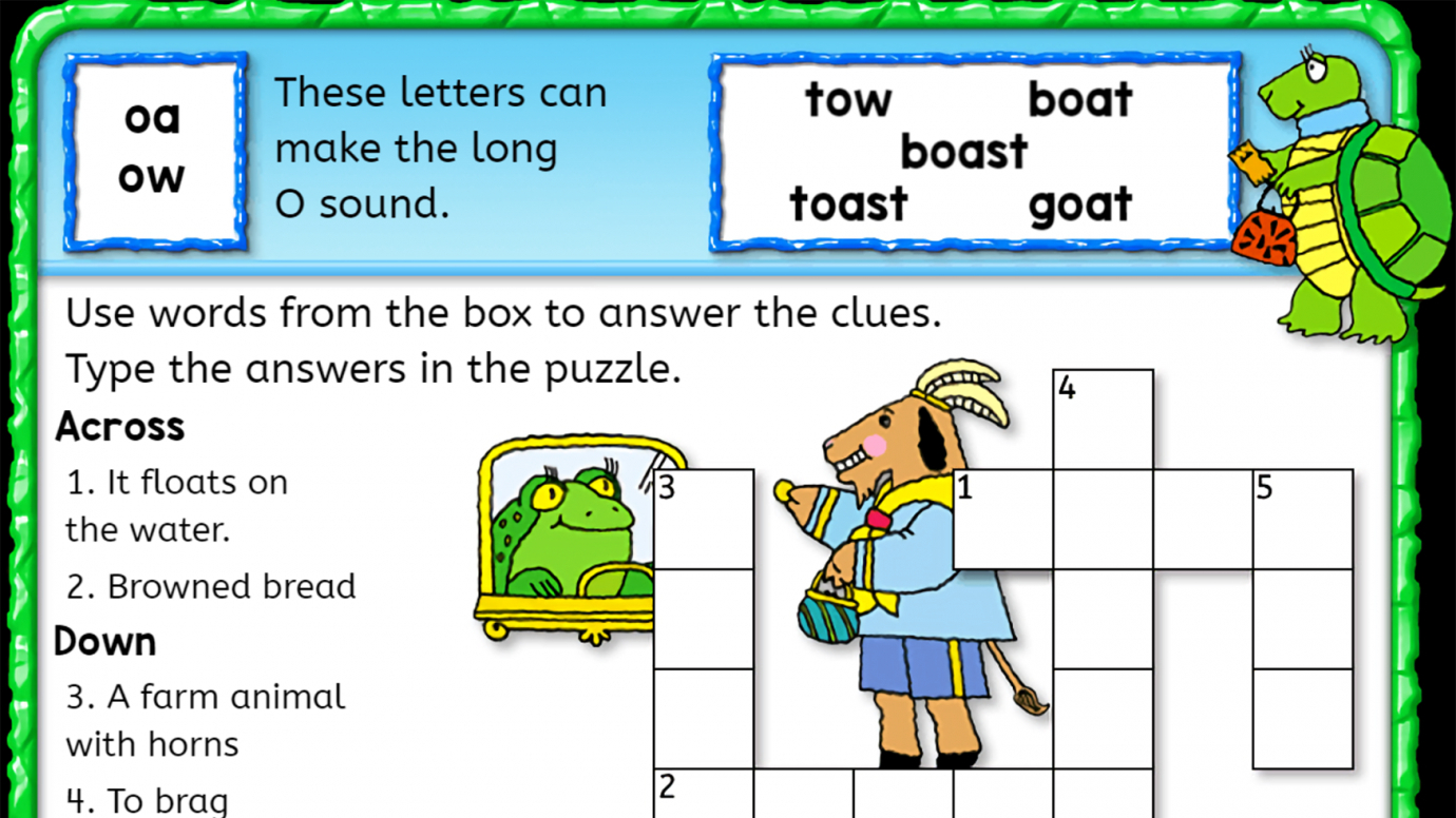 Crossword Puzzle: Long O Words: 1st