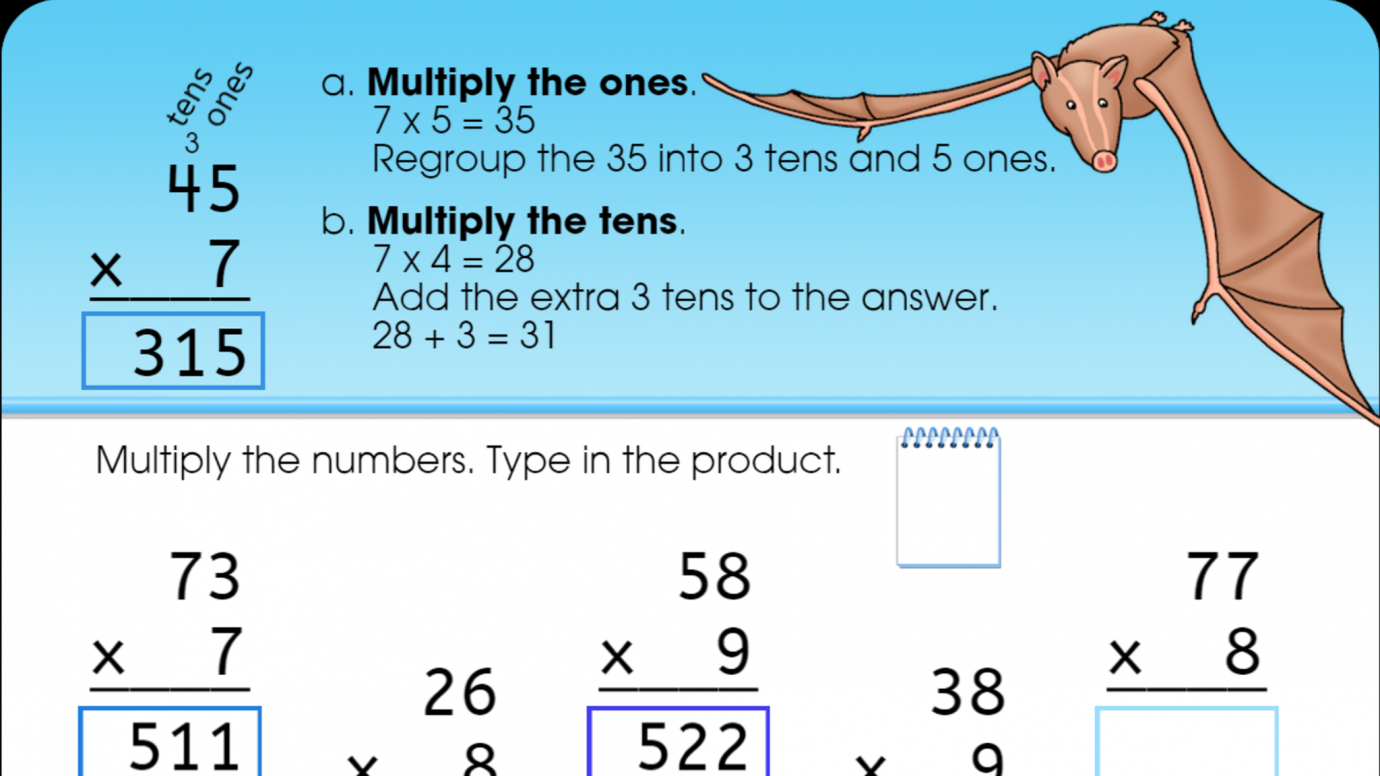 Multiplication: 2-Digit with Regrouping