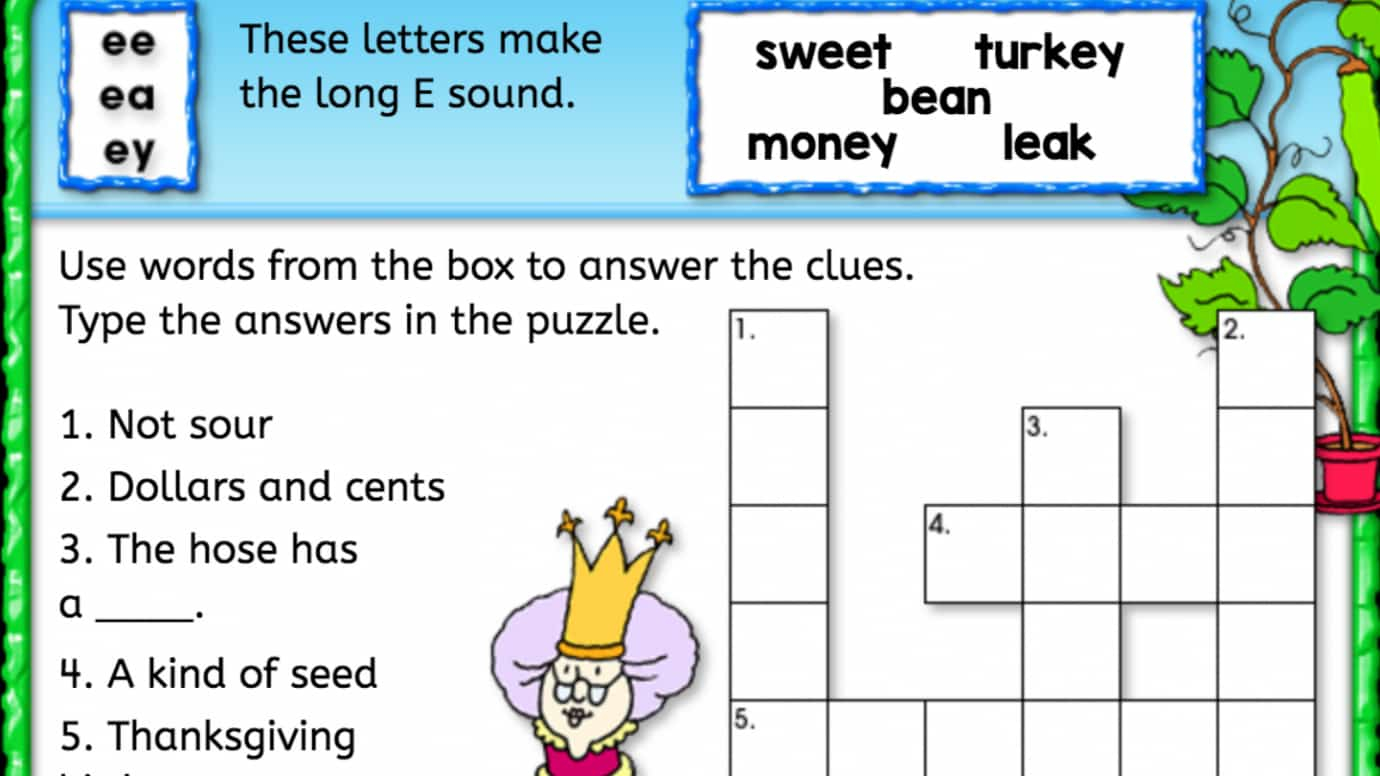 Long 'e' Sound Crossword Puzzle