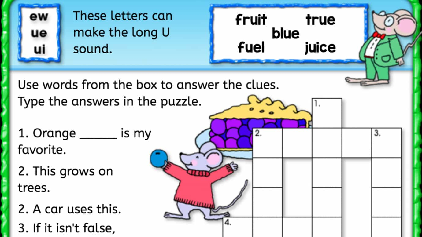 Long 'u' Sound Crossword Puzzle