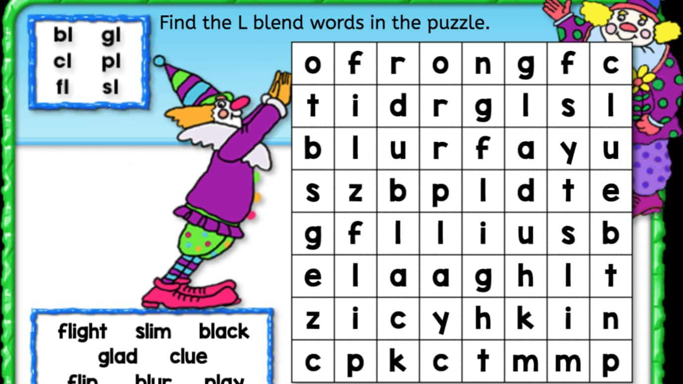 worksheet L Blend Worksheets word search l blend interactive worksheets anywhere teacher blend