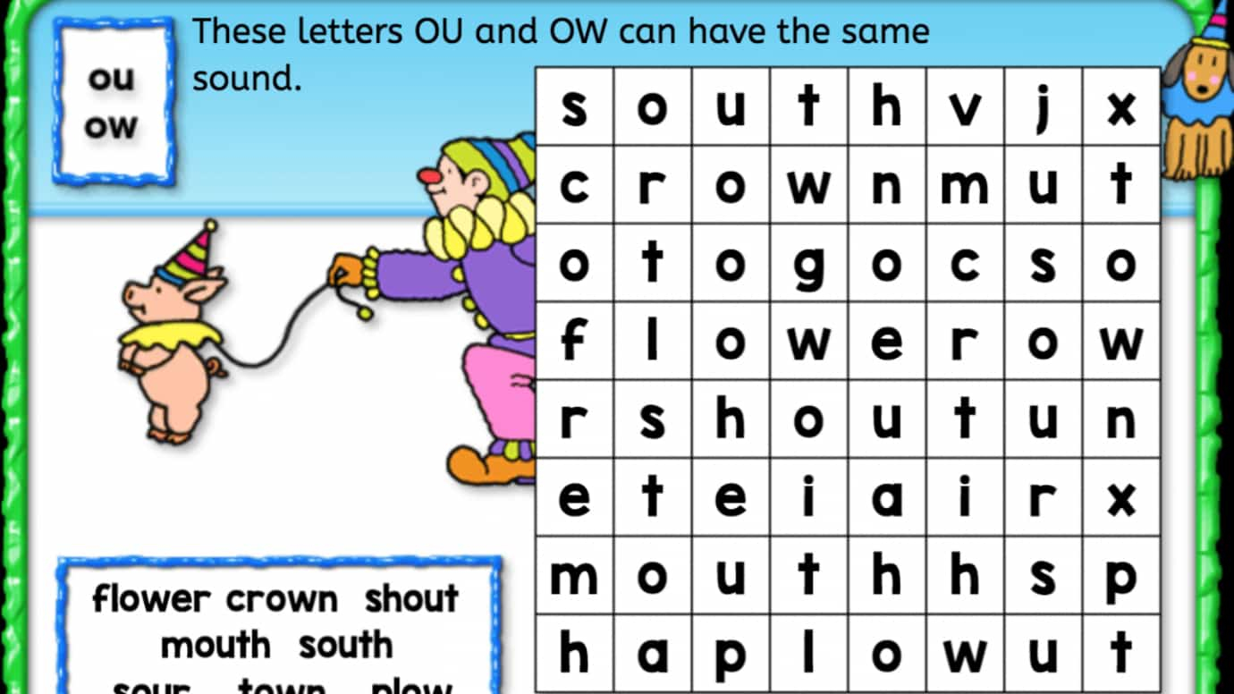 Word Search: 'ou', 'ow'