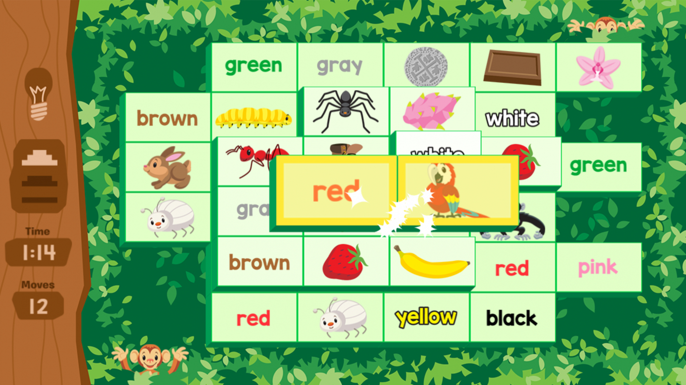 Rainforest Pick a Pair: Color Word to Color Picture Matching