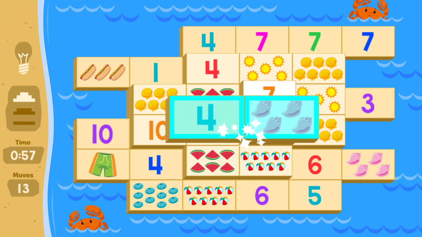 Seaside Pick a Pair: Number to Number Set Matching